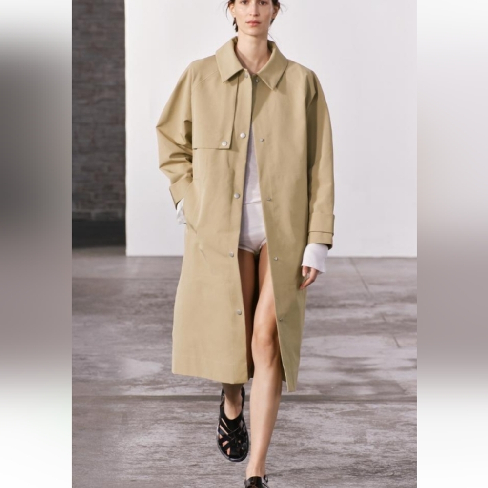 Zara ZW Collection Straight Cut Gabardine Trench Coat Sz-M